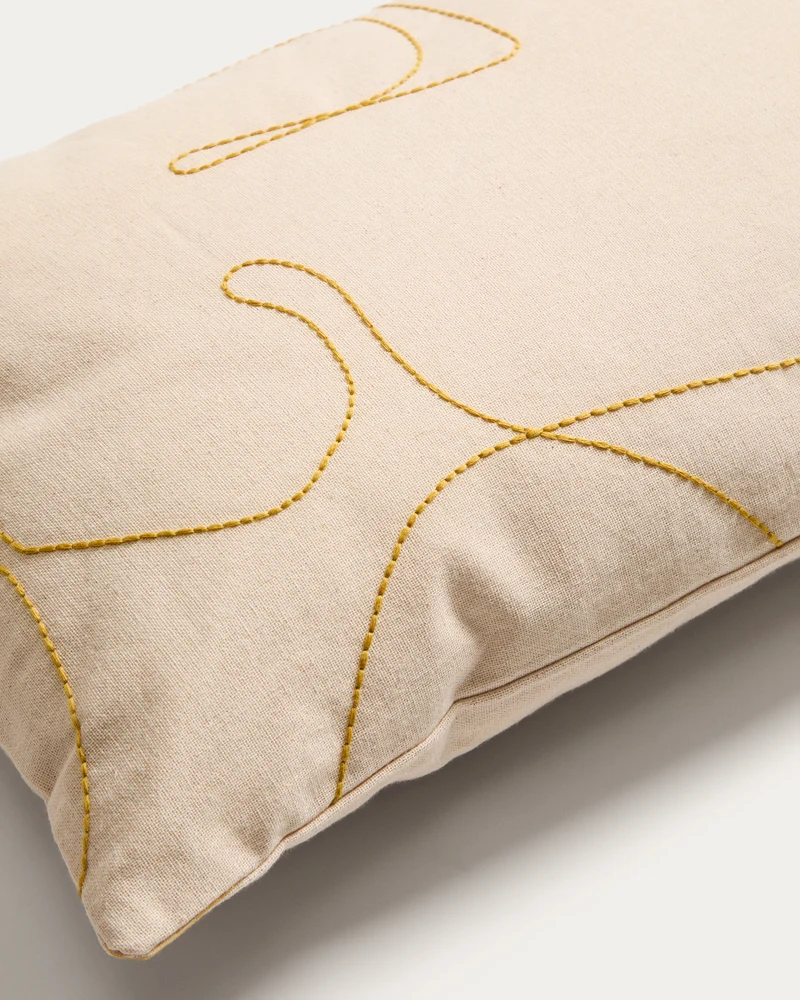 Dibel ecru cushion cover with yellow detail 30 x 50cm