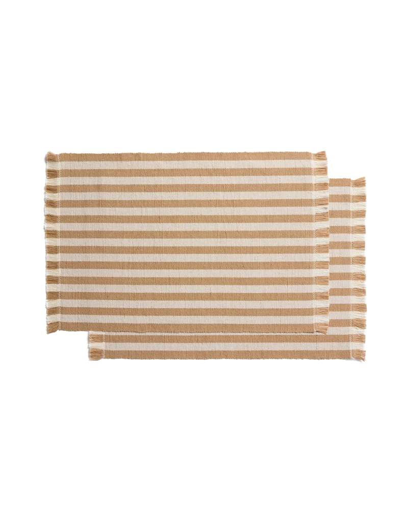 Daltan set of 2 beige striped placemats 35 x 50cm