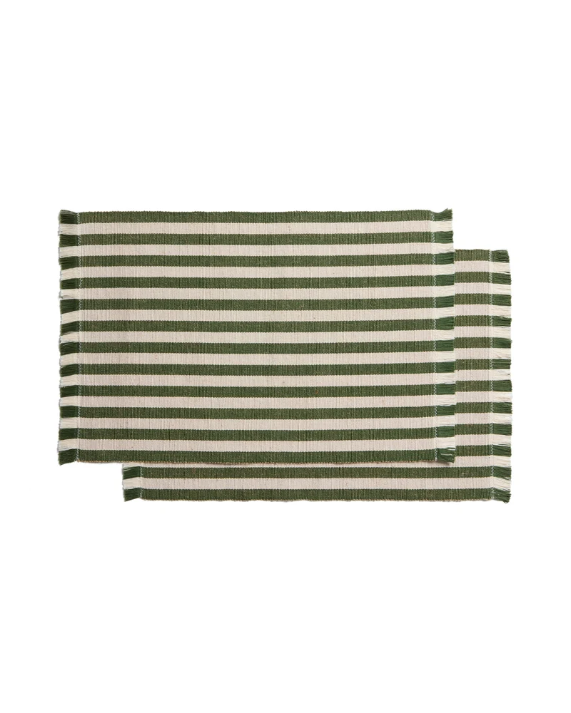 Daltan set of 2 green striped placemats 35 x 50cm