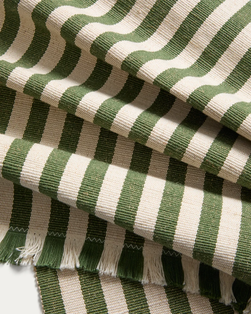 Daltan set of 2 green striped placemats 35 x 50cm