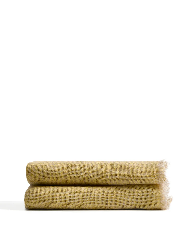 Aderin yellow linen blanket 130 x 170cm