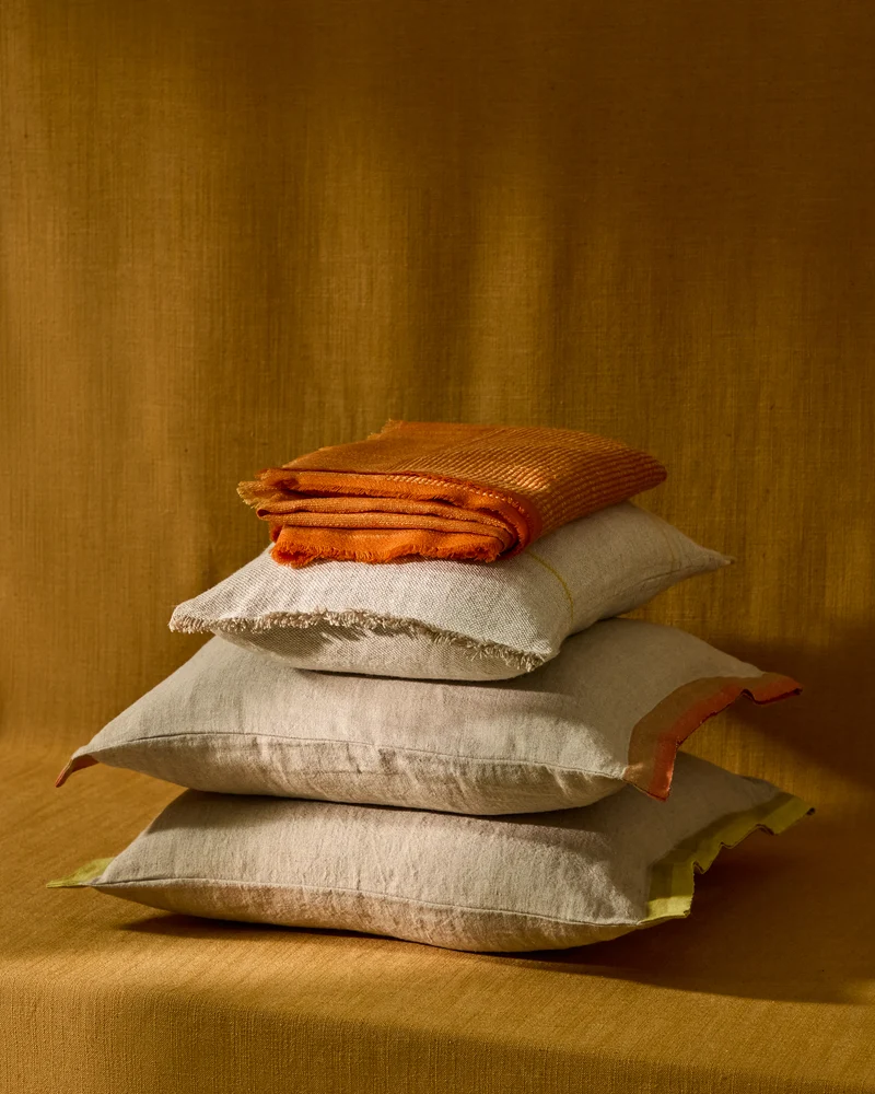 Disea cushion cover beige with orange 45 x 45cm