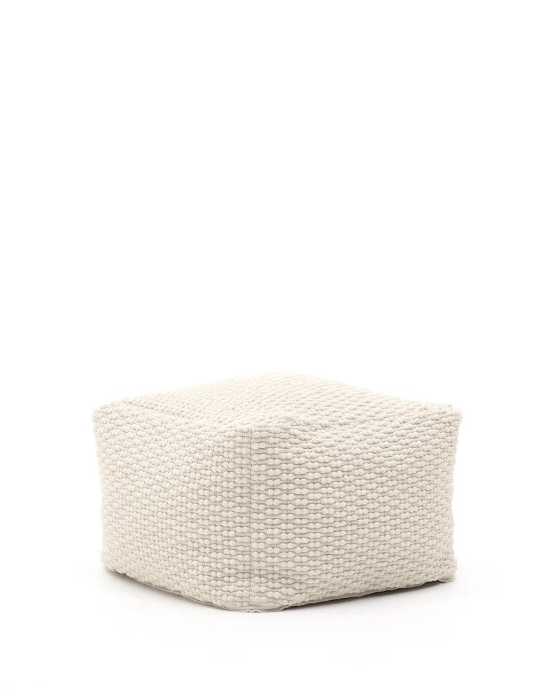 Mascarell pouffe in white, 60 x 60 cm