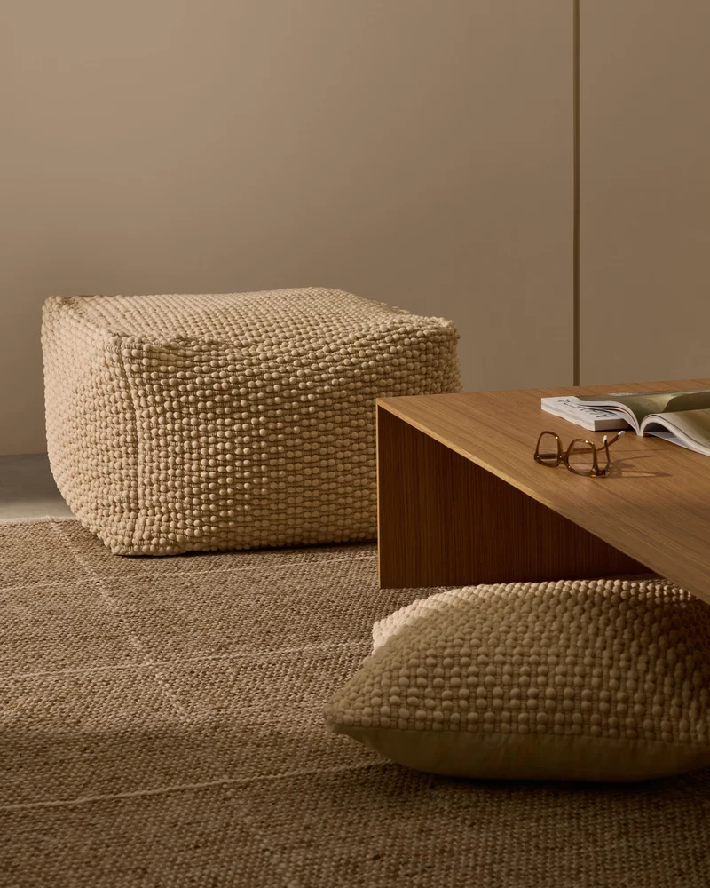 Mascarell pouffe in white, 60 x 60 cm
