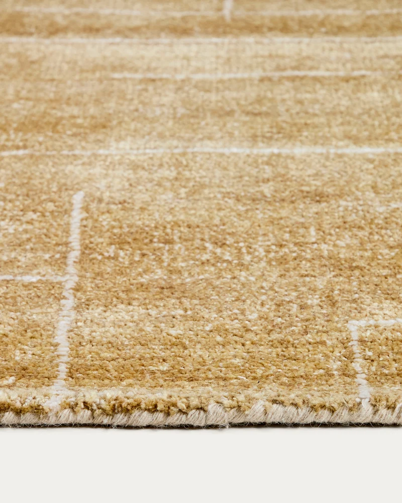 Eloda mustard wool and viscose rug 200 x 300cm
