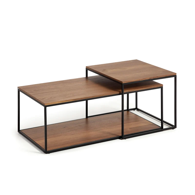 Yoana set of 2 nesting coffee tables - Walnut & Black