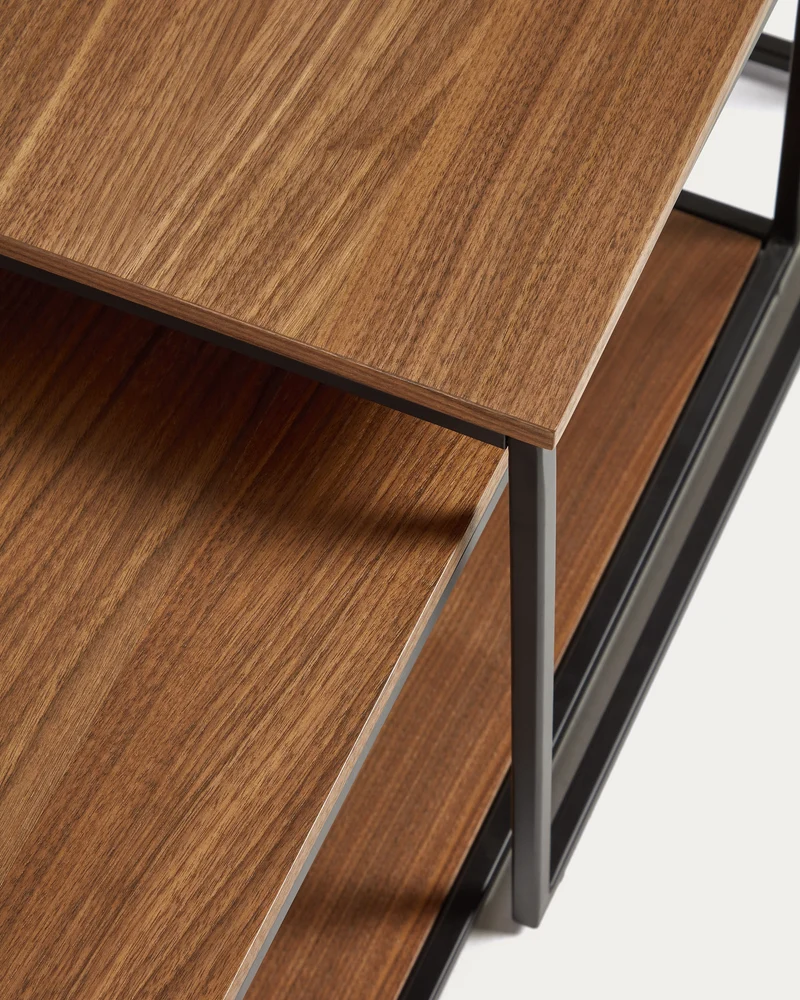 Yoana set of 2 nesting coffee tables - Walnut & Black