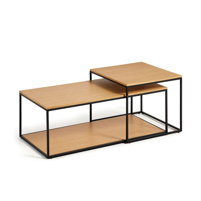 Yoana set of 2 nesting coffee tables - Oak & Black