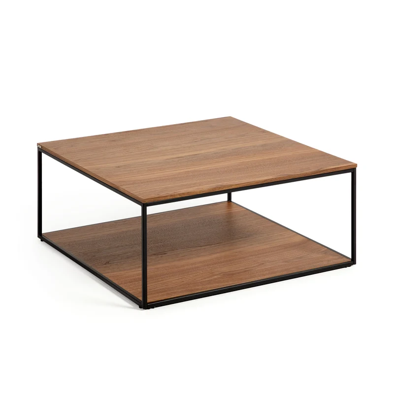 Yoana Square Coffee Table - Walnut & Black