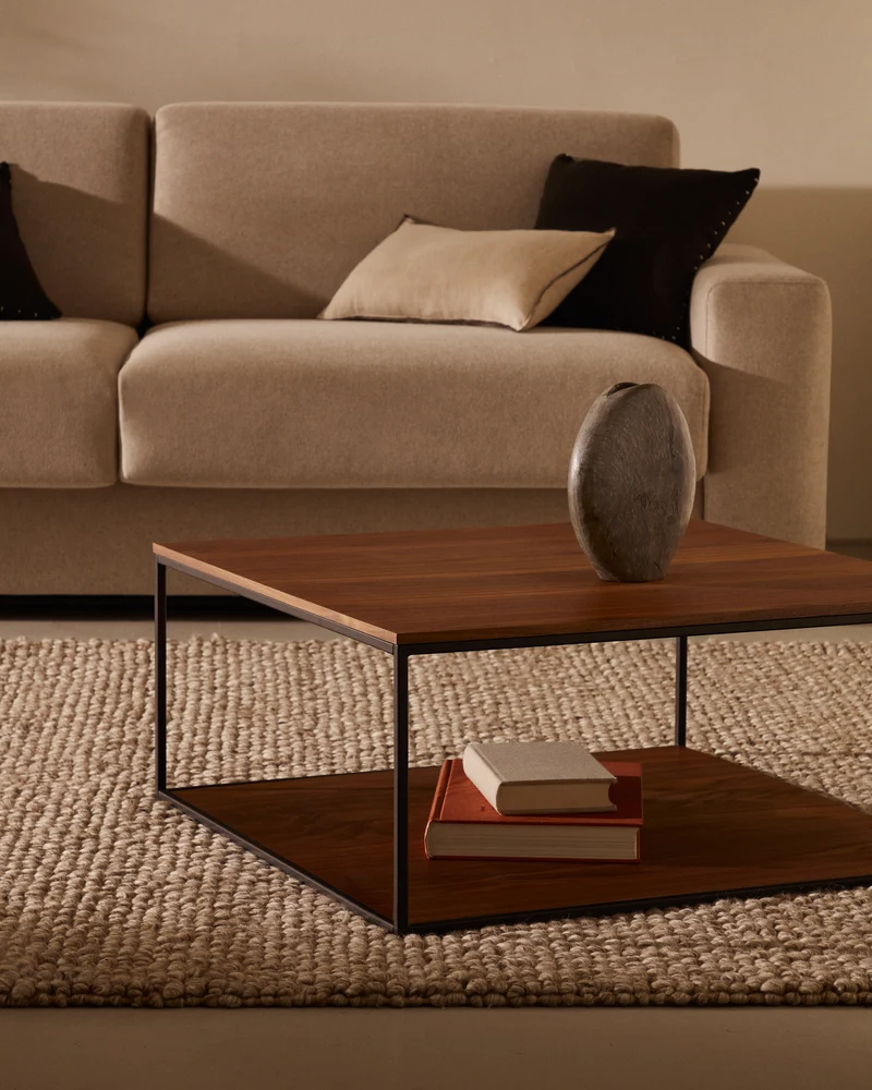 Yoana Square Coffee Table - Walnut & Black