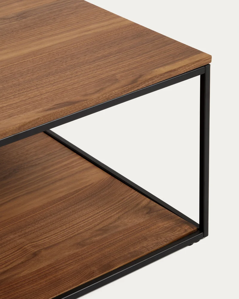 Yoana Square Coffee Table - Walnut & Black