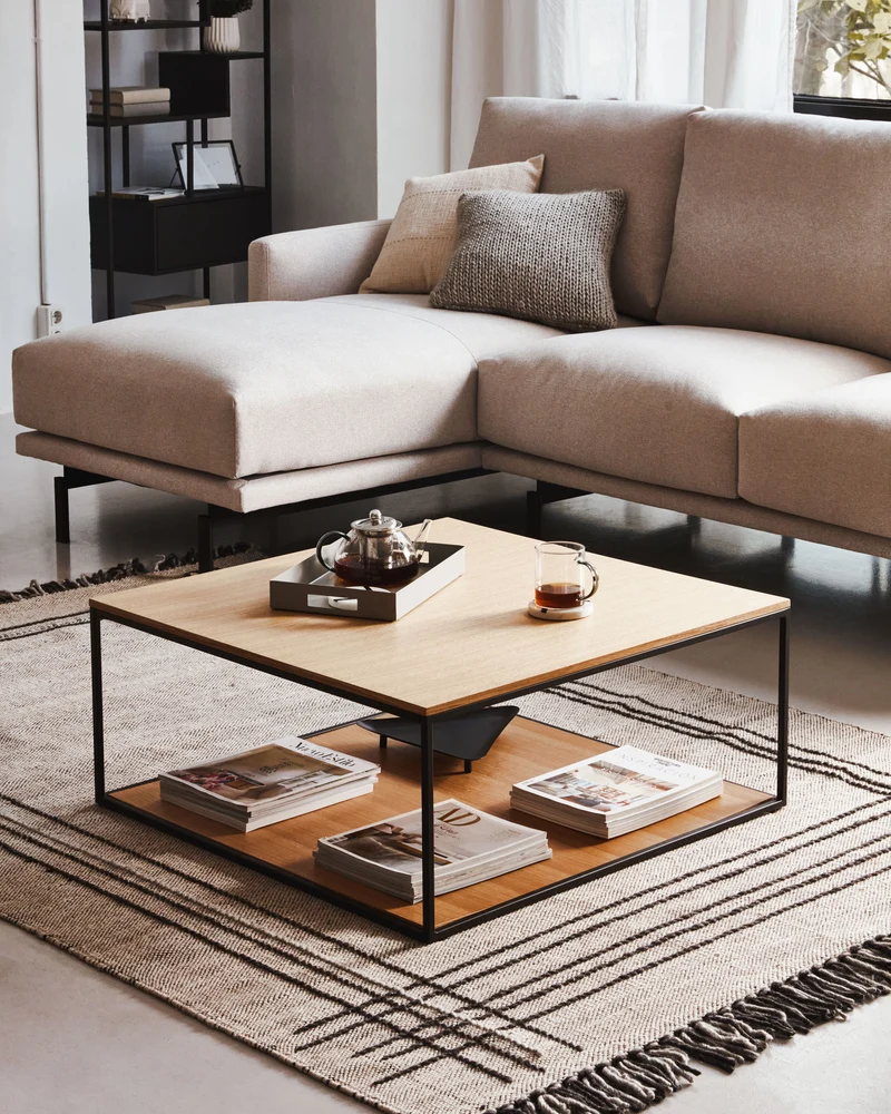 Yoana Square Coffee Table - Oak & Black