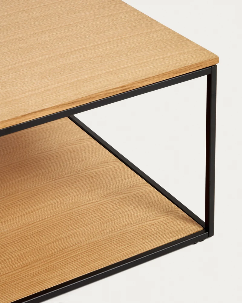Yoana Square Coffee Table - Oak & Black