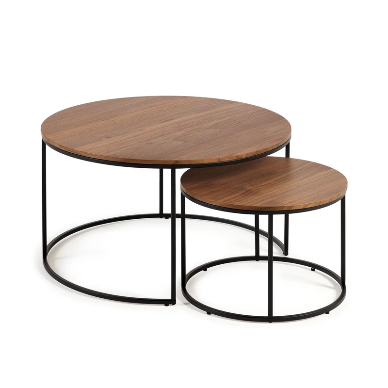 Yoana Nesting Side Tables - Walnut & Black