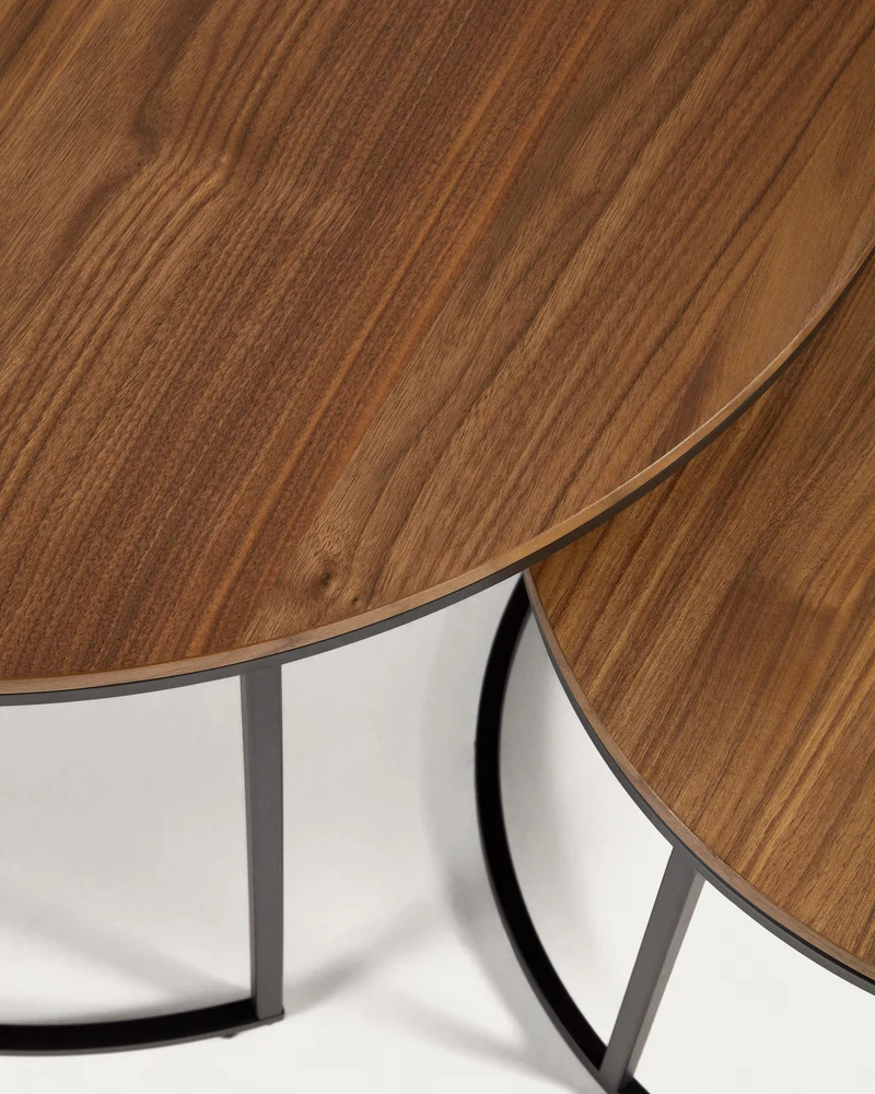 Yoana Nesting Side Tables - Walnut & Black