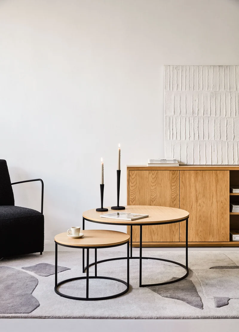 Yoana Nesting Side Tables - Oak & Black