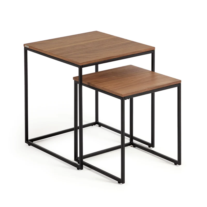 Yoana Nesting Side Tables - Walnut & Black