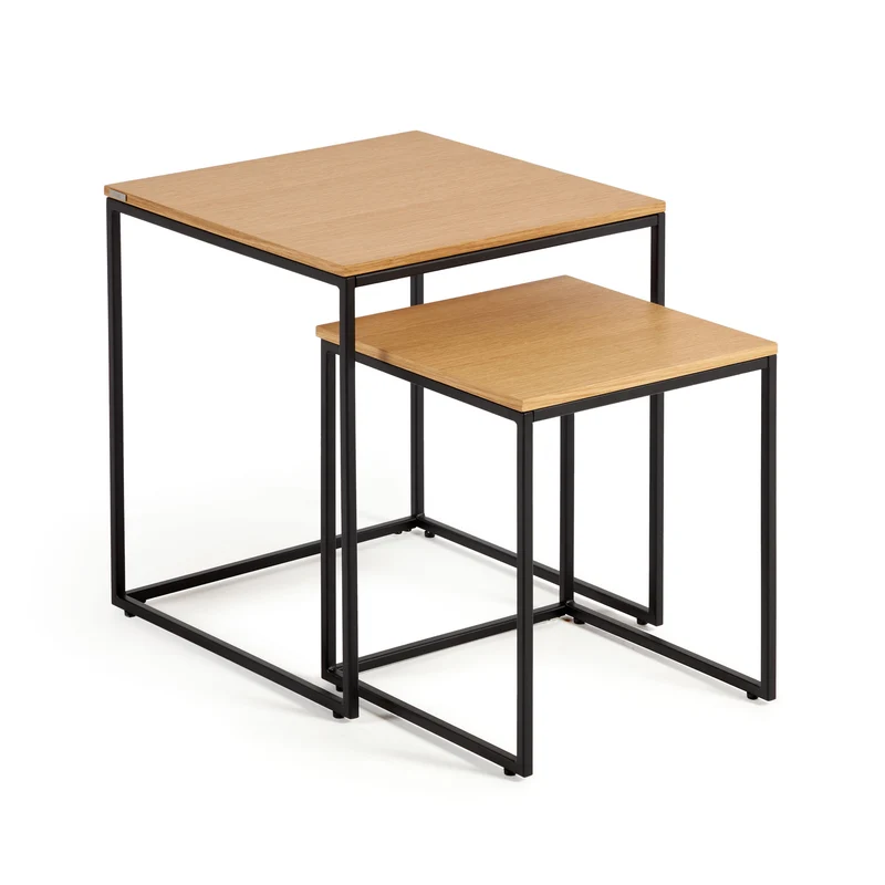 Yoana Nesting side tables - Oak & Black