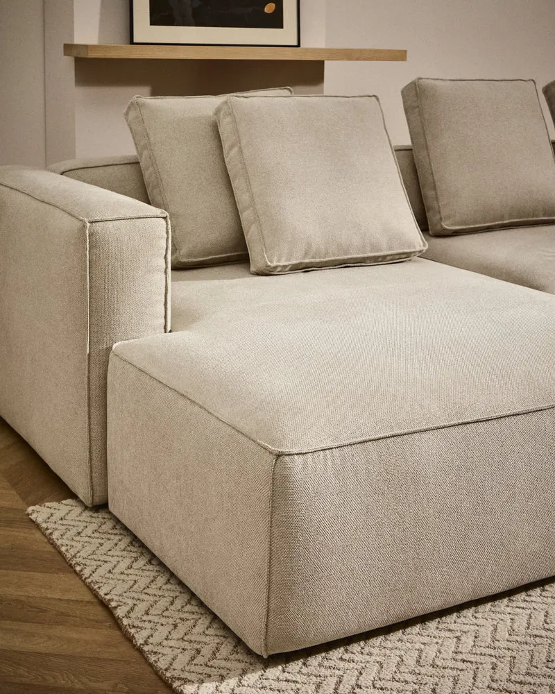 Marela beige chenille 3-seater sofa bed with left chaise longue