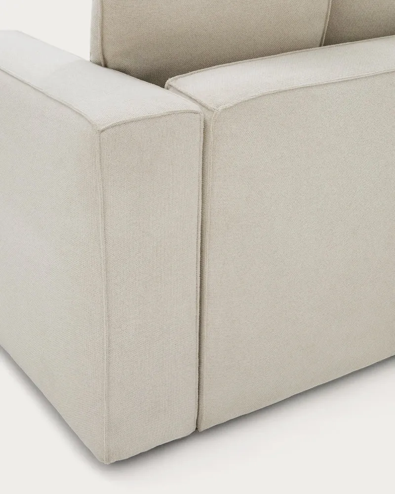 Marela beige chenille 3-seater sofa bed with left chaise longue