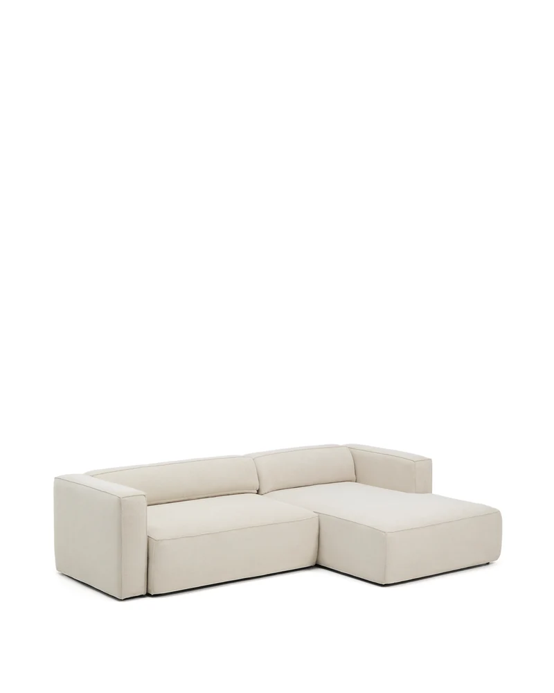 Marela beige chenille 3-seater sofa bed with right chaise longue 276cm