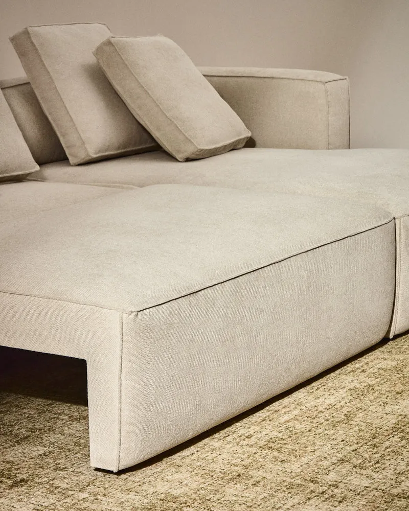 Marela beige chenille 3-seater sofa bed with right chaise longue 276cm