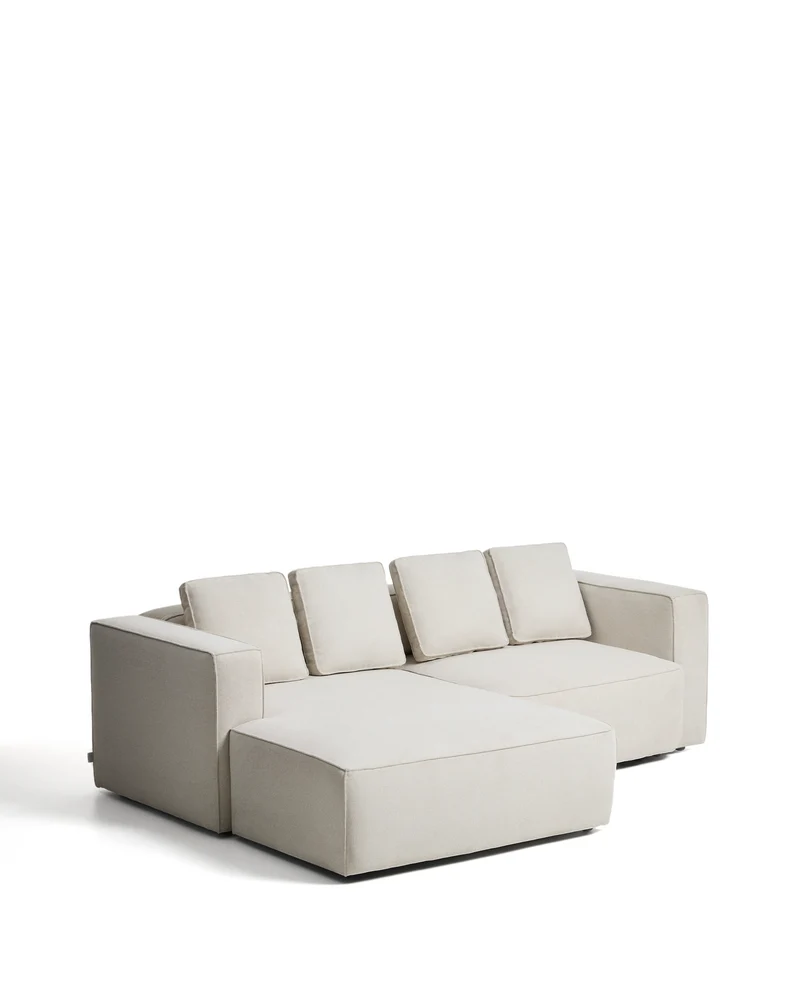 Marela beige chenille 3-seater sofa bed with left chaise longue 236cm