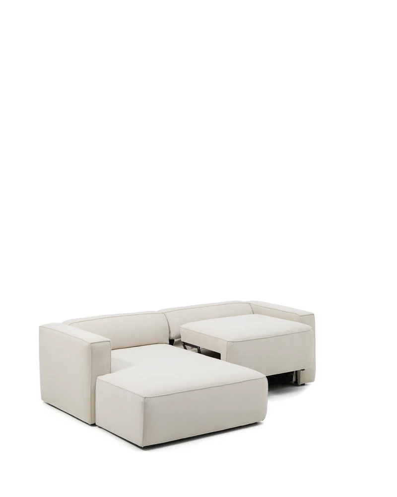 Marela beige chenille 3-seater sofa bed with left chaise longue 236cm