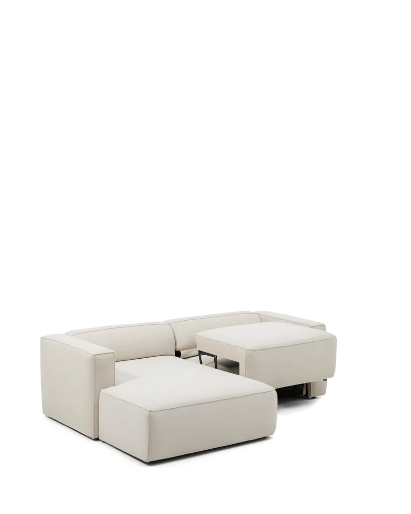 Marela beige chenille 3-seater sofa bed with left chaise longue 236cm