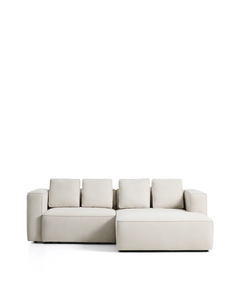 Marela beige chenille 3-seater sofa bed with right chaise longue 236cm