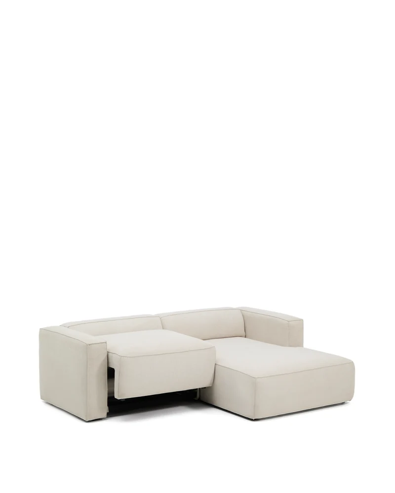 Marela beige chenille 3-seater sofa bed with right chaise longue 236cm