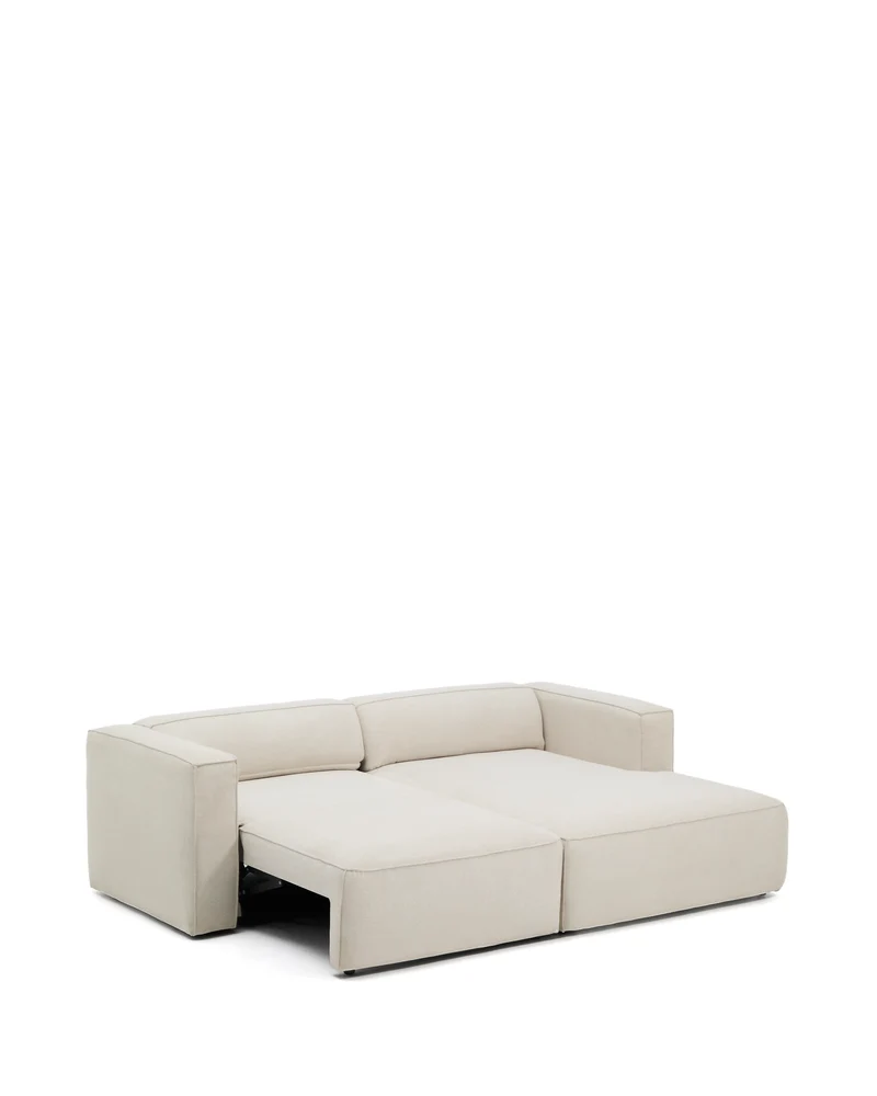 Marela beige chenille 3-seater sofa bed with right chaise longue 236cm