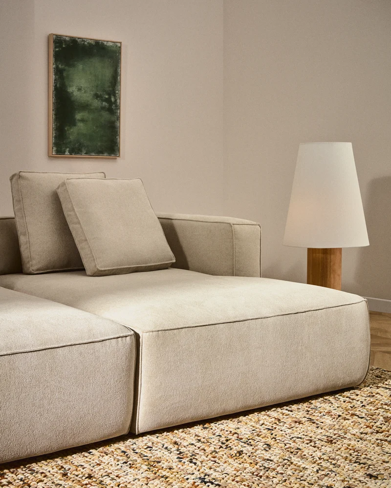 Marela beige chenille 3-seater sofa bed with right chaise longue 236cm