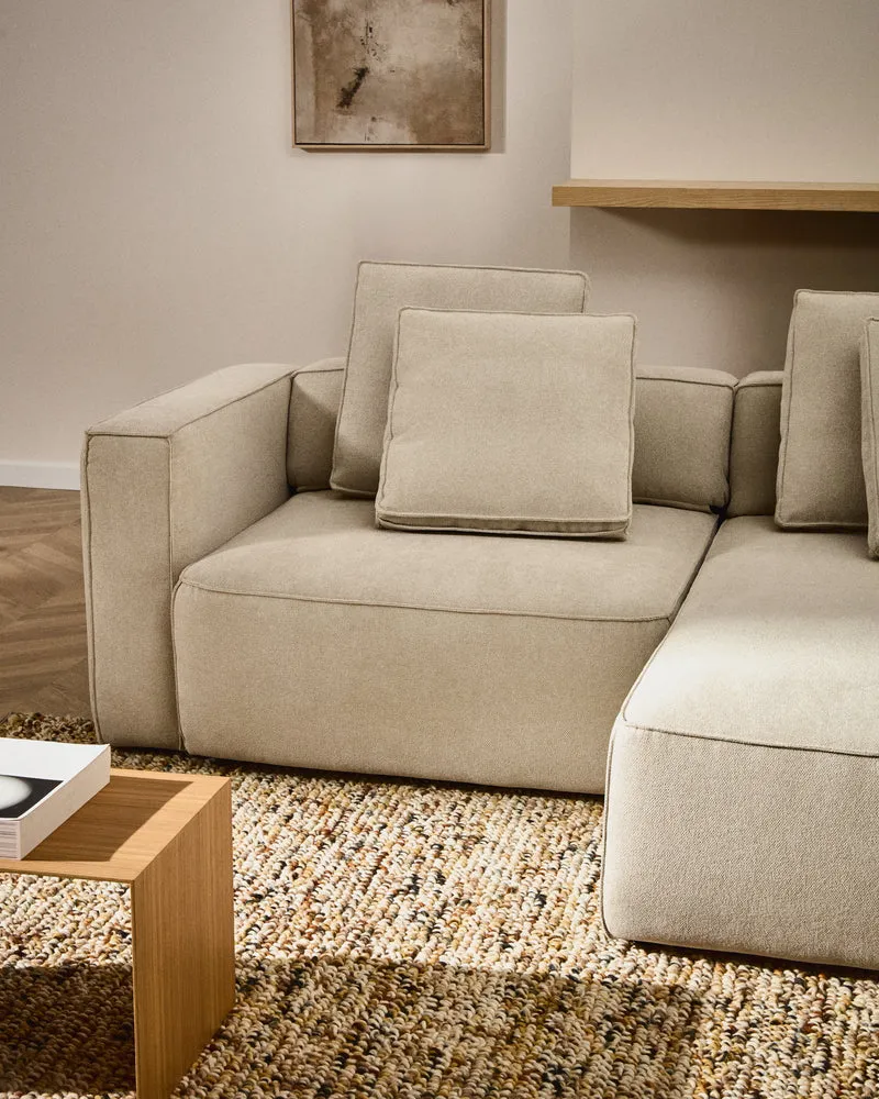 Marela beige chenille 3-seater sofa bed with right chaise longue 236cm