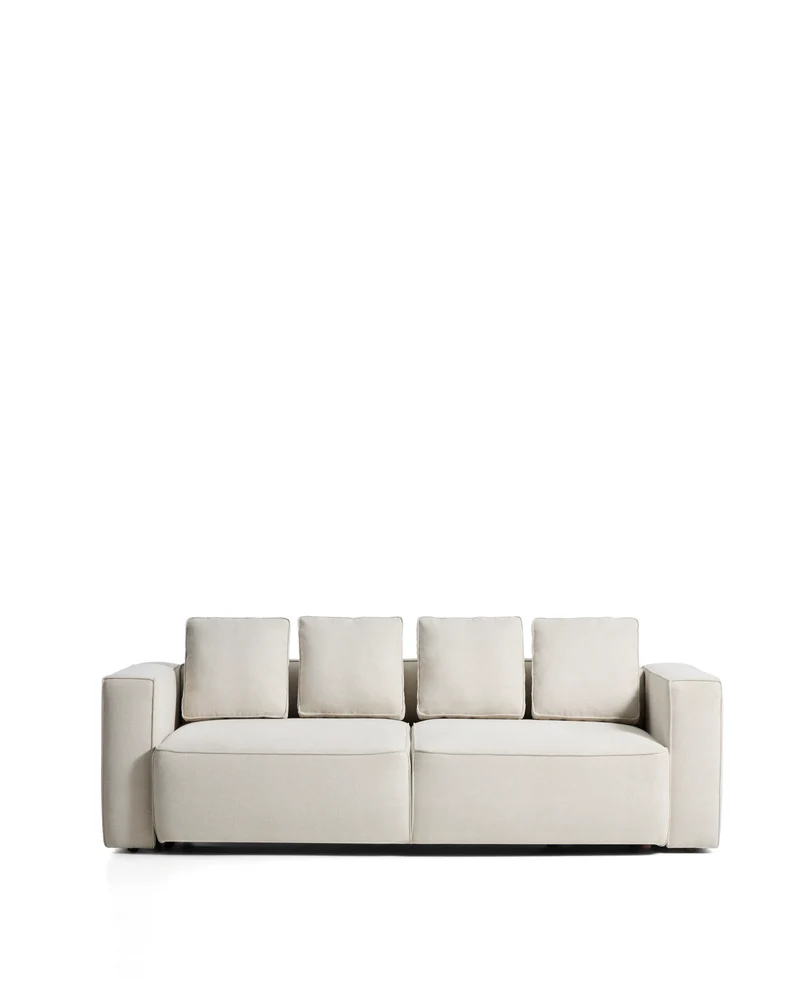 Marela beige chenille 3-seater sofa bed 236cm
