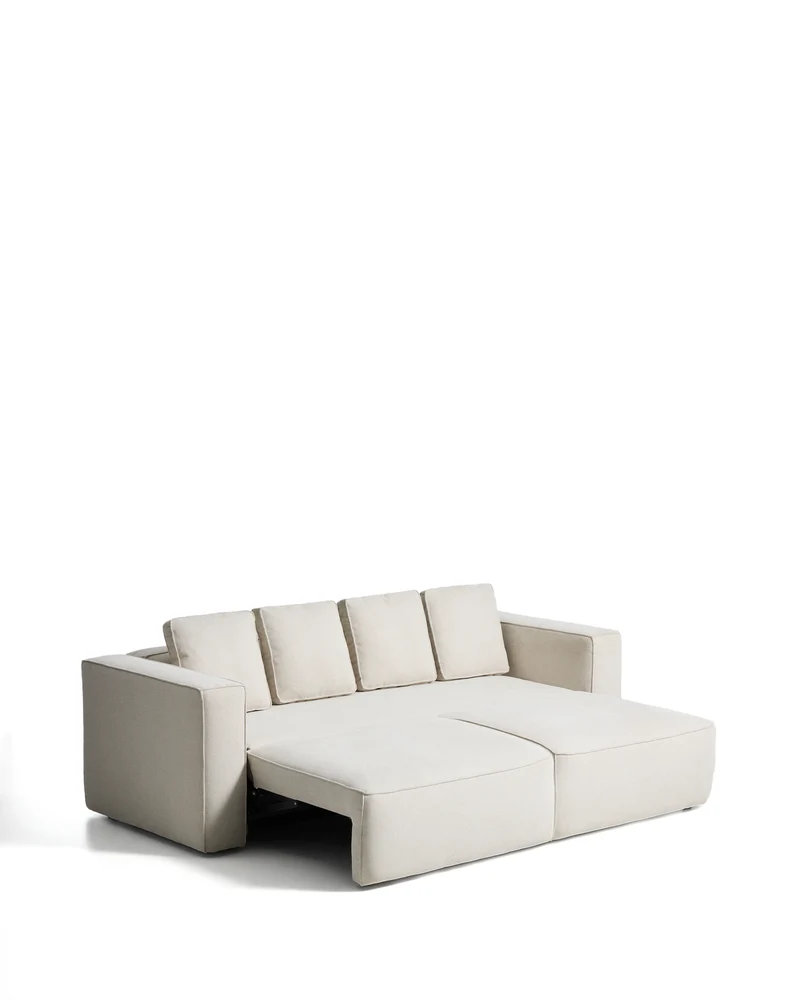 Marela beige chenille 3-seater sofa bed 236cm