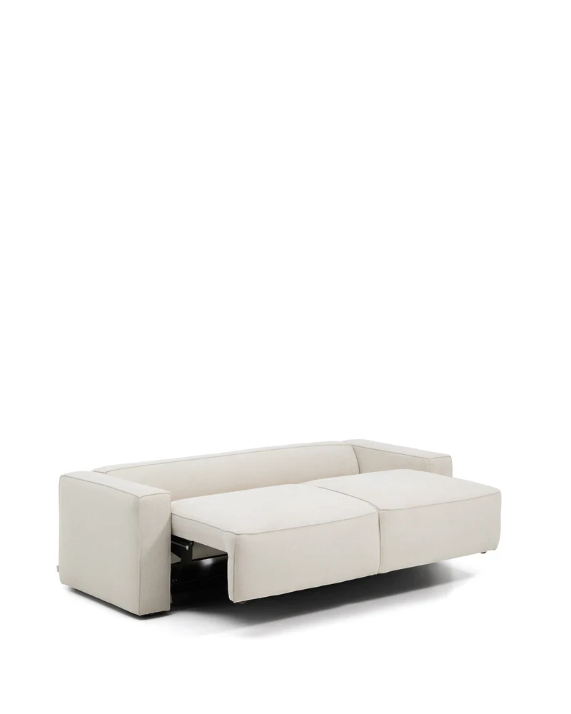 Marela beige chenille 3-seater sofa bed 236cm