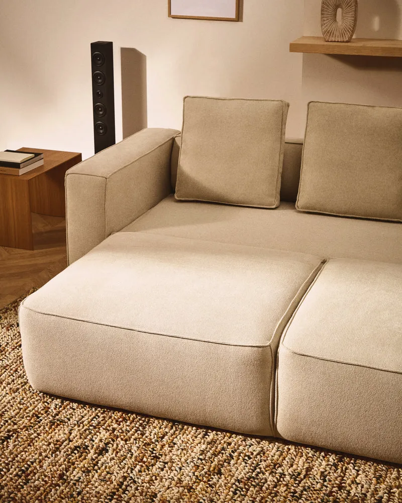Marela beige chenille 3-seater sofa bed 236cm