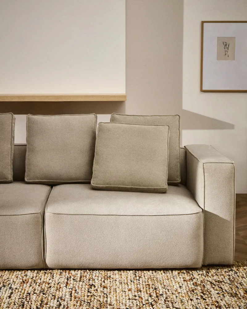 Marela beige chenille 3-seater sofa bed 236cm