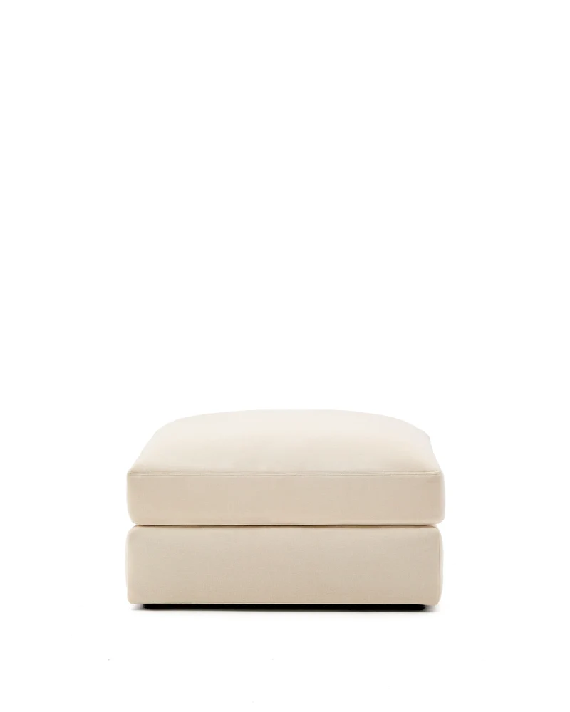 Alea ecru chenille footrest with removable cover 90 x 90cm