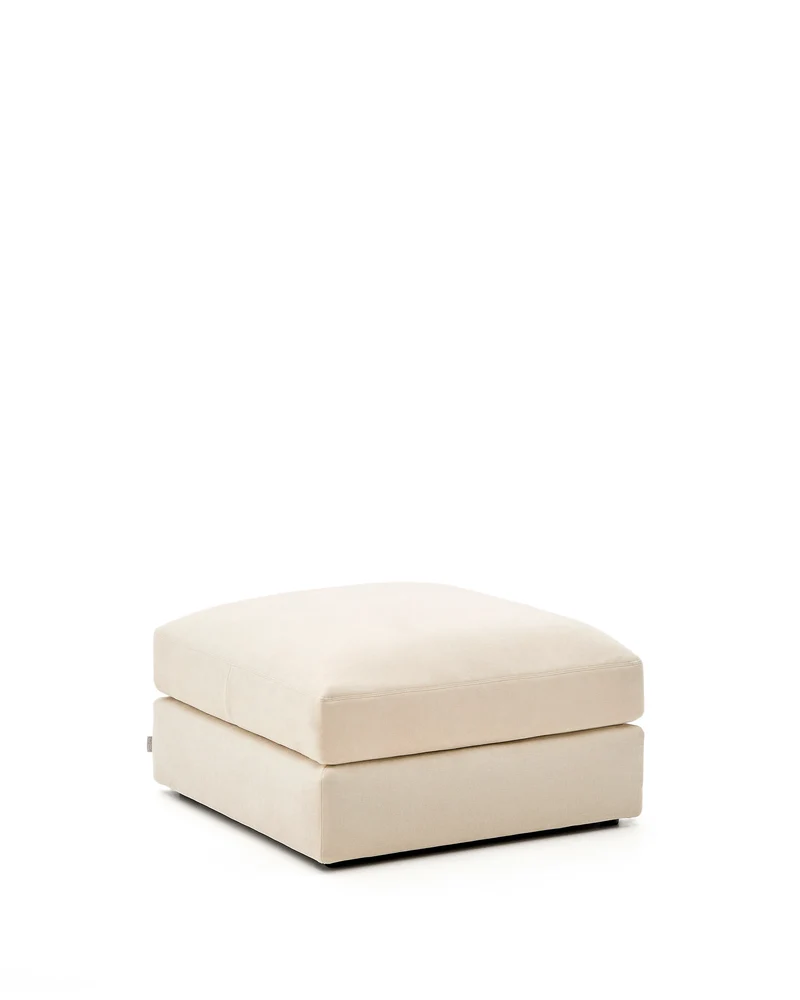 Alea ecru chenille footrest with removable cover 90 x 90cm