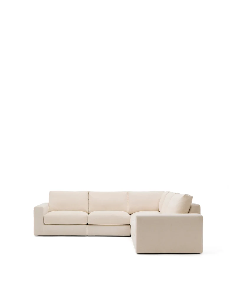 Alea 5-seater modular corner sofa with removable cover in ecru chenille 310 x 310cm