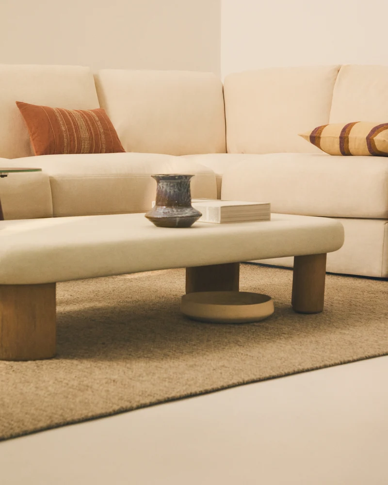 Alea 5-seater modular corner sofa with removable cover in ecru chenille 310 x 310cm