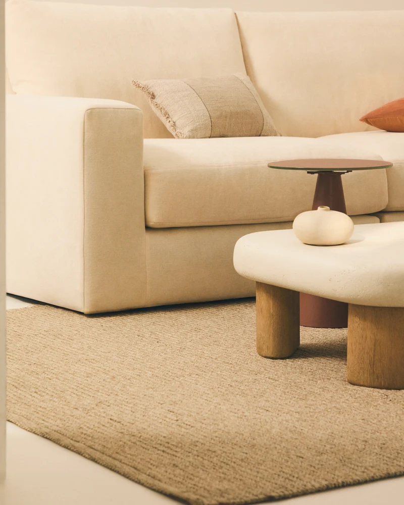 Alea 5-seater modular corner sofa with removable cover in ecru chenille 310 x 310cm