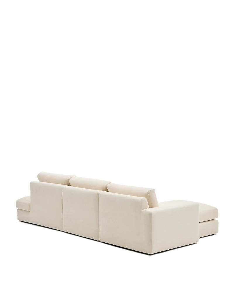 Alea ecru chenille 5-seater modular sofa with left chaise longue and removable cover 340cm