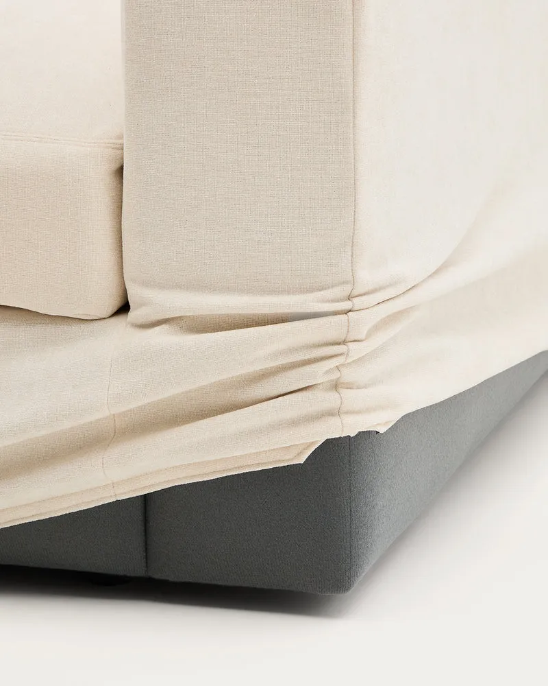 Alea ecru chenille 5-seater modular sofa with left chaise longue and removable cover 340cm