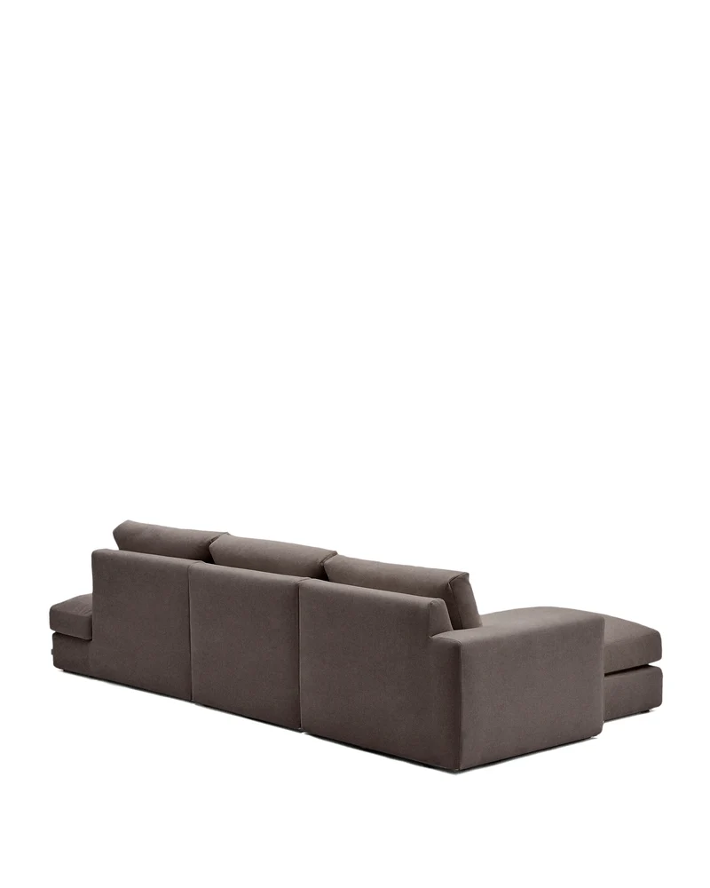 Alea dark brown chenille 5-seater modular sofa with left chaise longue and removable cover 340cm