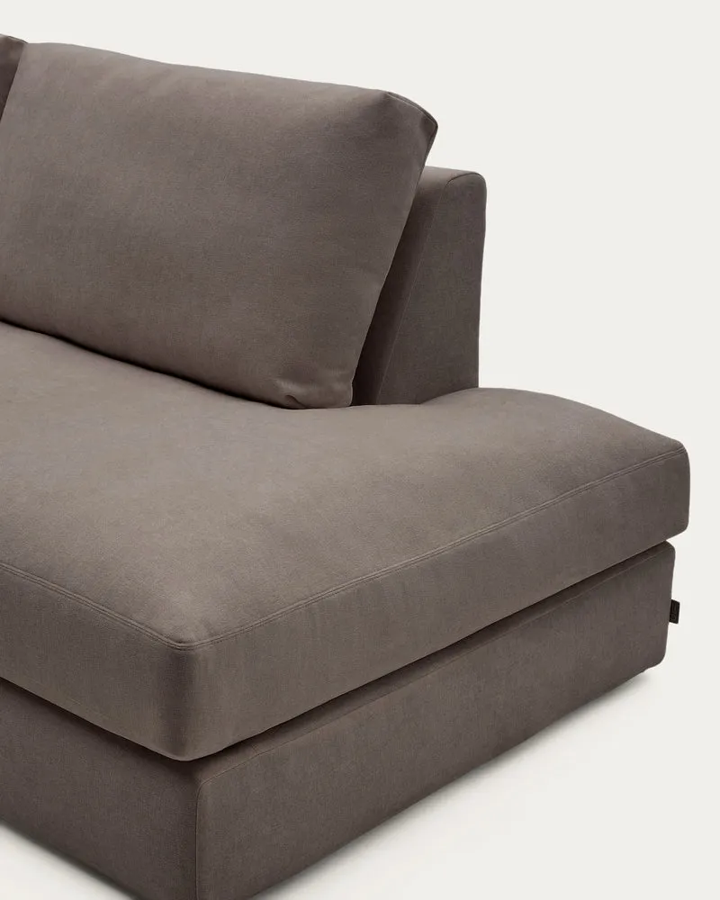 Alea dark brown chenille 5-seater modular sofa with left chaise longue and removable cover 340cm