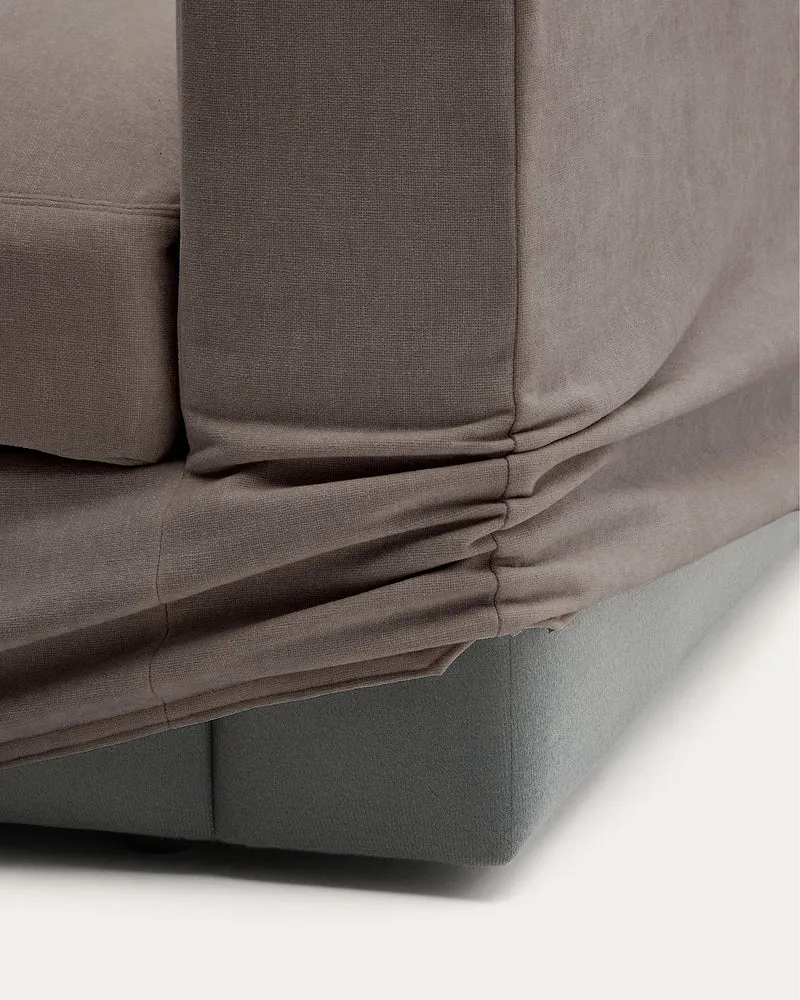 Alea dark brown chenille 5-seater modular sofa with left chaise longue and removable cover 340cm