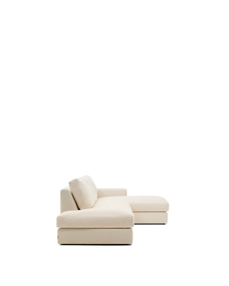 Alea ecru chenille 5-seater modular sofa with right chaise longue and removable cover 340cm